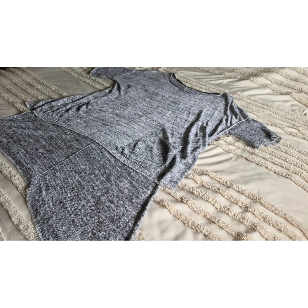 Women’s L Gray Boho Hi Low Tunic Dress Oversized Beach Cover Up Linen Resort